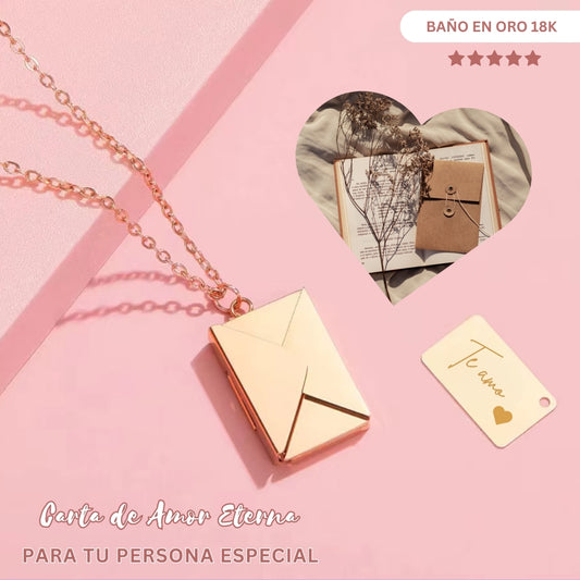 El Sobre de Amor Eterno: DIJE 'Te Amo' + CADENA DE REGALO, baño en ORO 18K